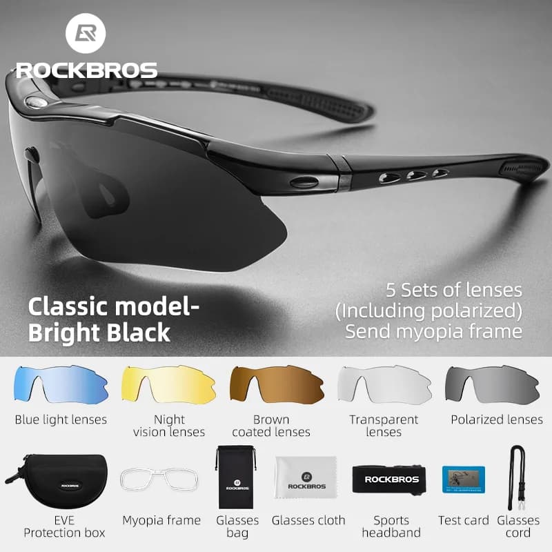 Polaryzacyjne okulary rowerowe z 5 szkłami