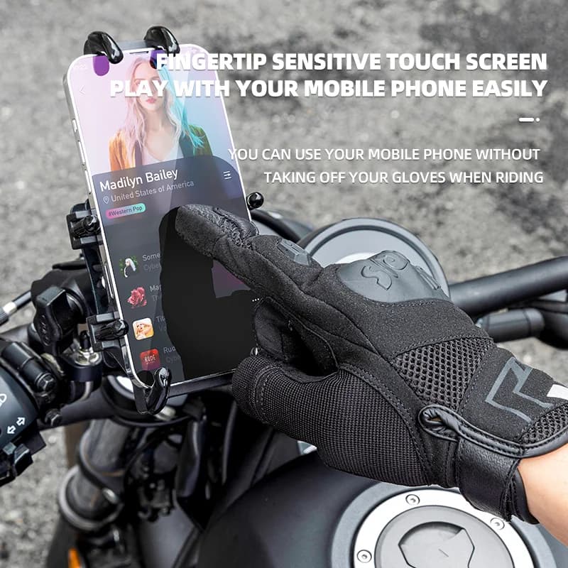 Czterosezonowe oddychające rękawice motocyklowe z obsługą dotyku