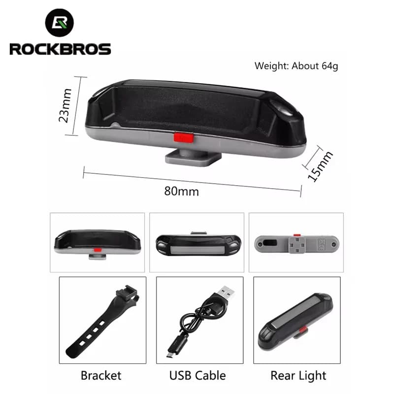 Akumulatorowe tylne światło LED do roweru USB
